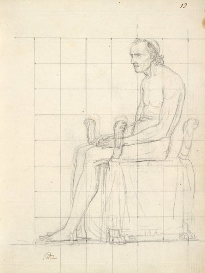 Nude Study of Pope Pius VII Seated by Jacques Louis David